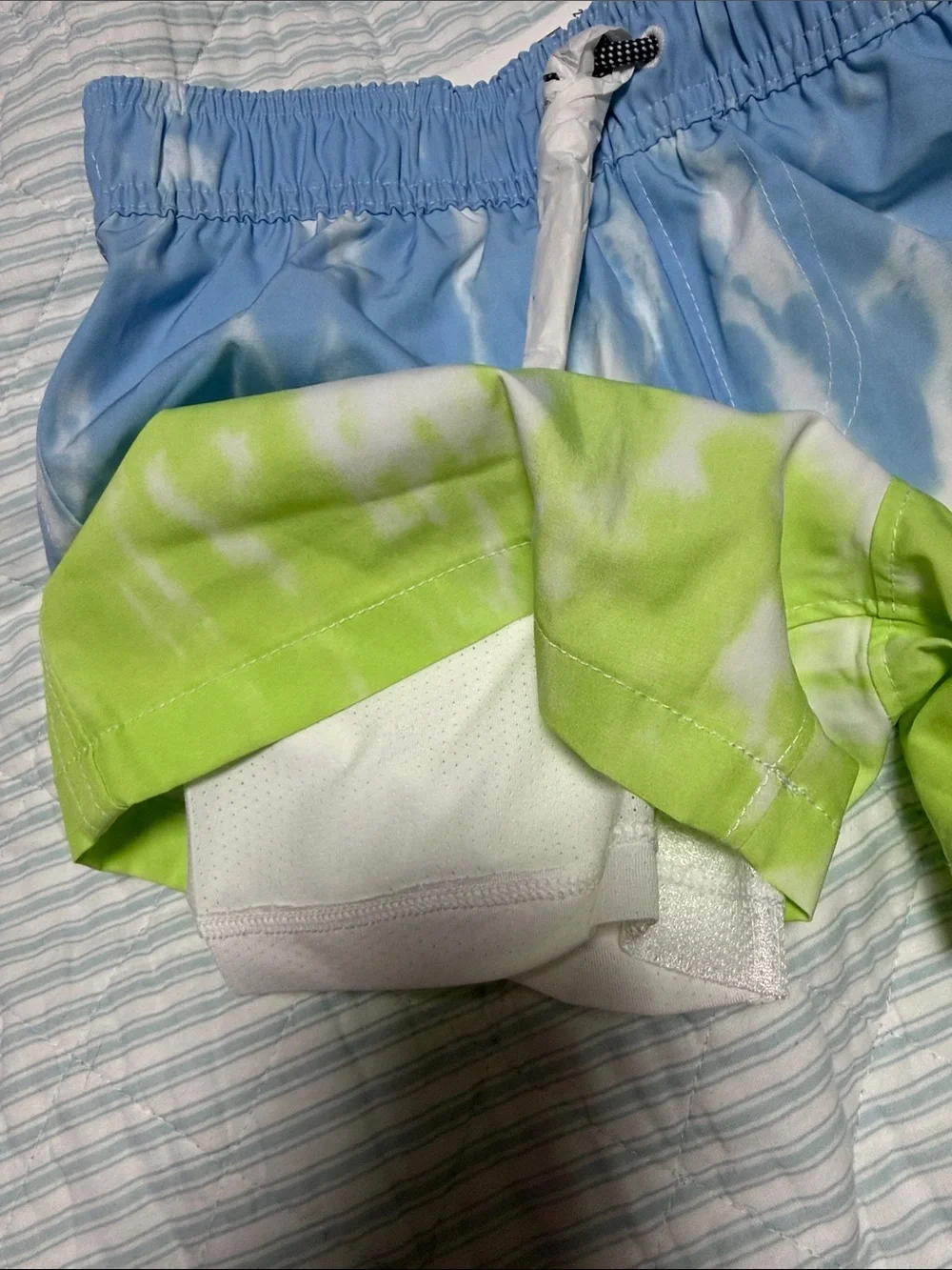 Abercrombie kids Blue White Green Tie-Dye Swim Trunks 5/6 NWT